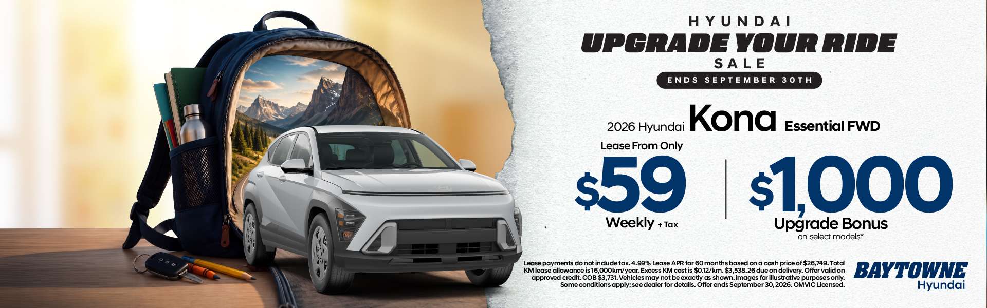 2026 Hyundai Kona Essential FWDLease From Only $59 Weekly + Tax | $1,000 Hyundai Discount