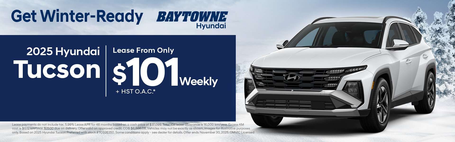 2025 Hyundai Tucson Lease From Only $101 Weekly + HST O.A.C.*