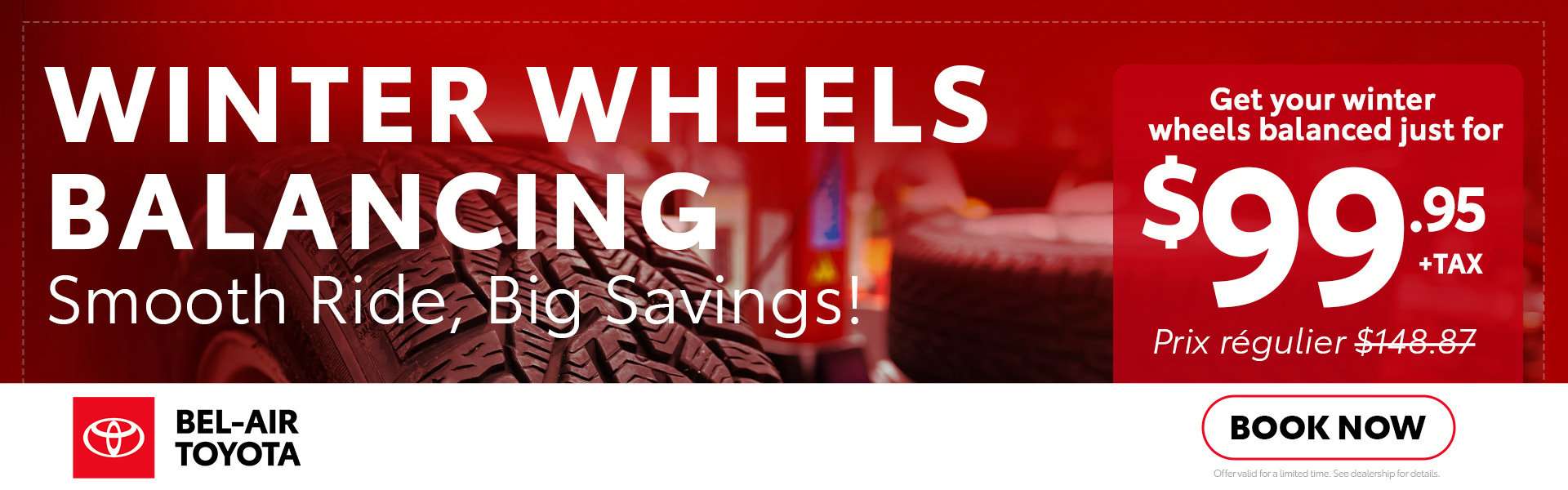 Get winter wheel balancing for just $99 at bel-air toyota