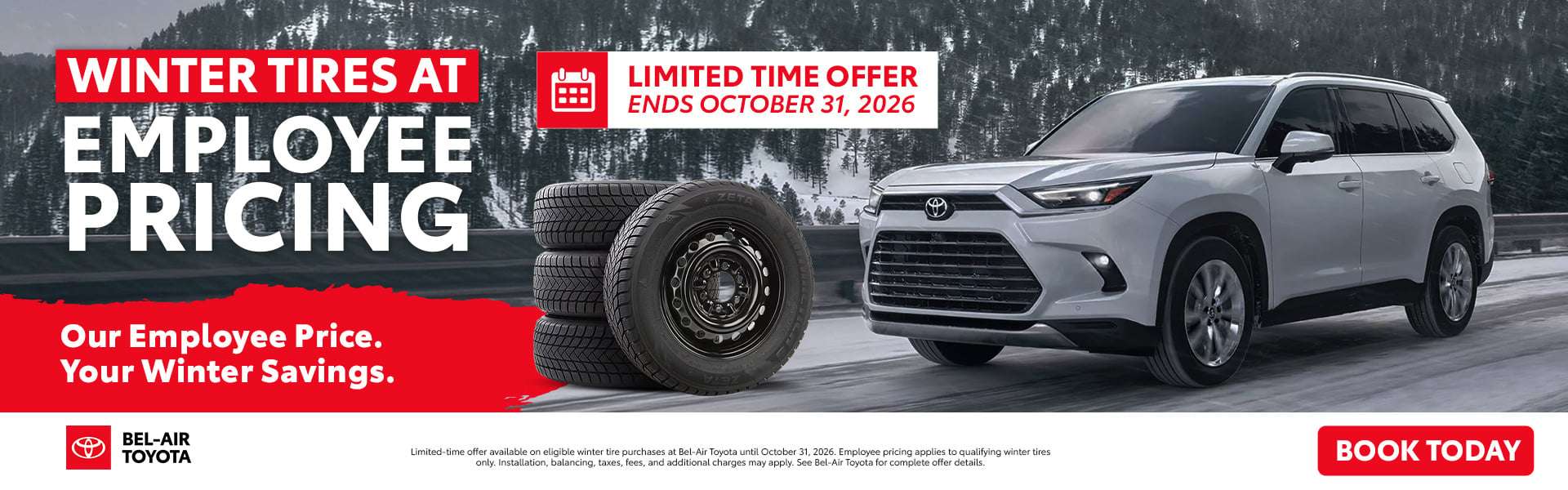 Get Employee pricing on winter tires at Bel-Air Toyota 