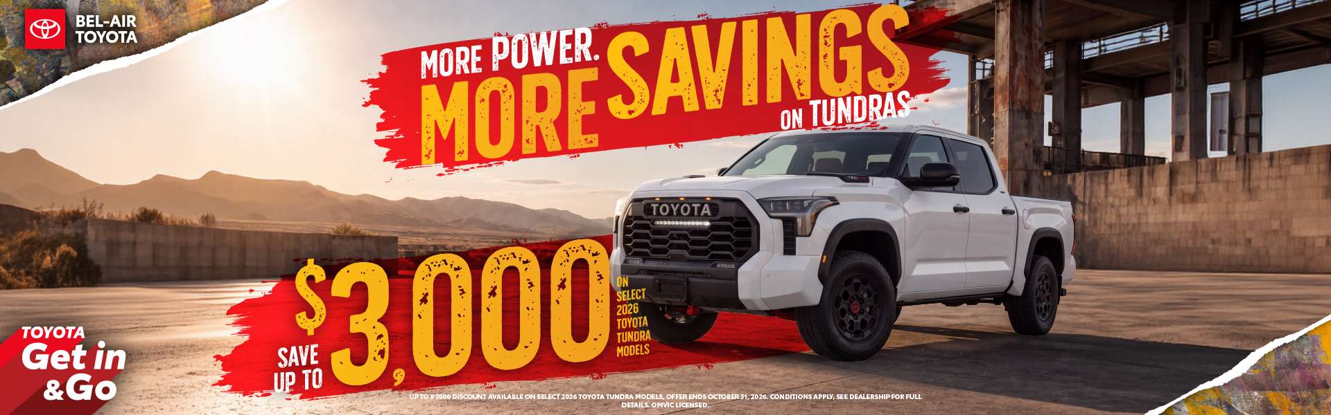 save up to $3,000 on select 2026 Toyota Tundra models at Bel-Air Toyota