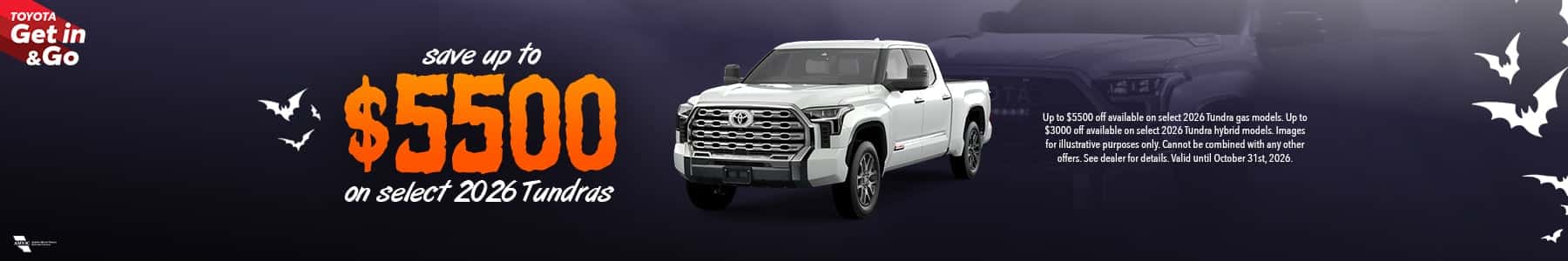 Save up to $5500 on in-stock Tundra models at Sherwood Park Toyota