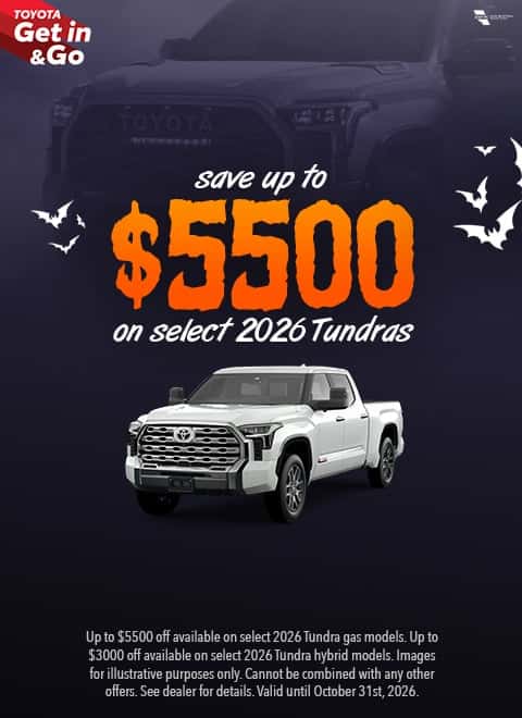 Save up to $5500 on in-stock Tundra models at Sherwood Park Toyota