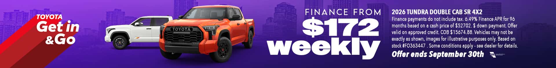 Drive new toyota tundra from just $172 + tax weekly available in-stock at Sherwood Park Toyota, AB