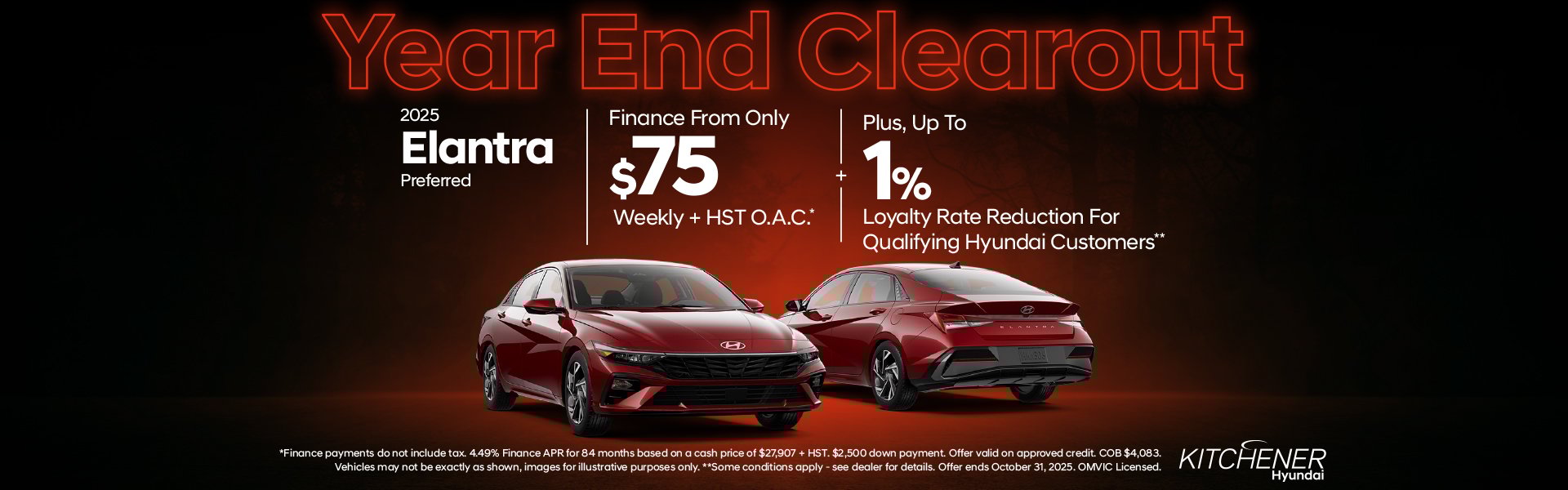 2025 Hyundai ElantraFinance From Only $75 Weekly + HST O.A.C.*Plus, Up To 1% Loyalty Rate Reduction For Qualifying Hyundai Customers**