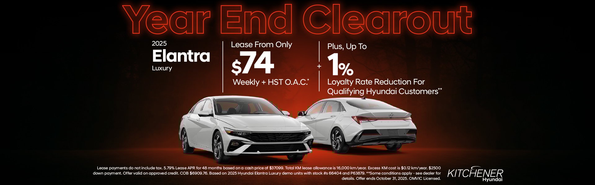 2025 Hyundai ElantraLease From Only $74 Weekly + HST O.A.C.*Plus, Up To 1% Loyalty Rate Reduction For Qualifying Hyundai Customers**