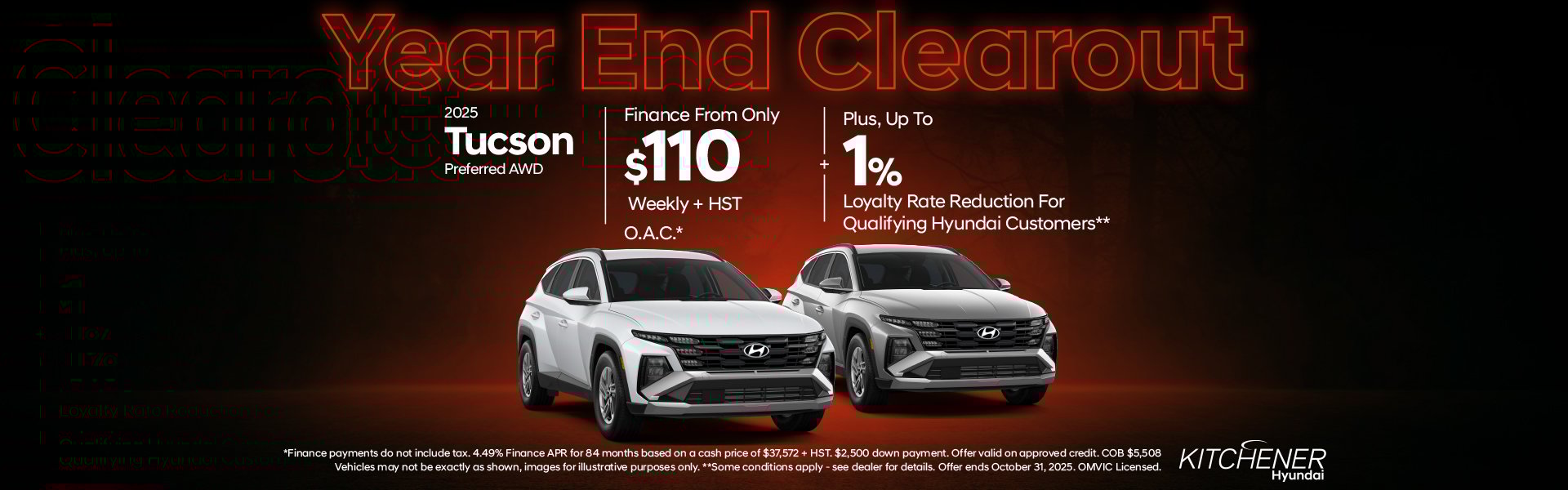 2025 Hyundai TucsonFinance From Only $110 Weekly + HST O.A.C.*Plus, Up To 1% Loyalty Rate Reduction For Qualifying Hyundai Customers**