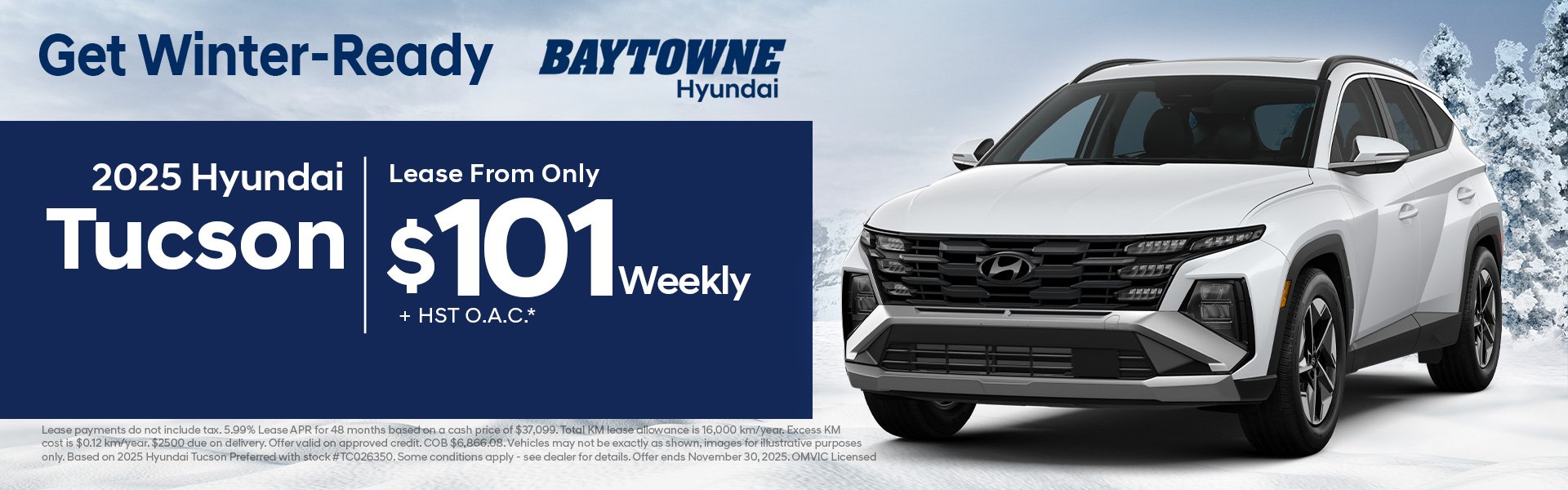 2025 Hyundai Tucson Lease From Only $101 Weekly + HST O.A.C.*