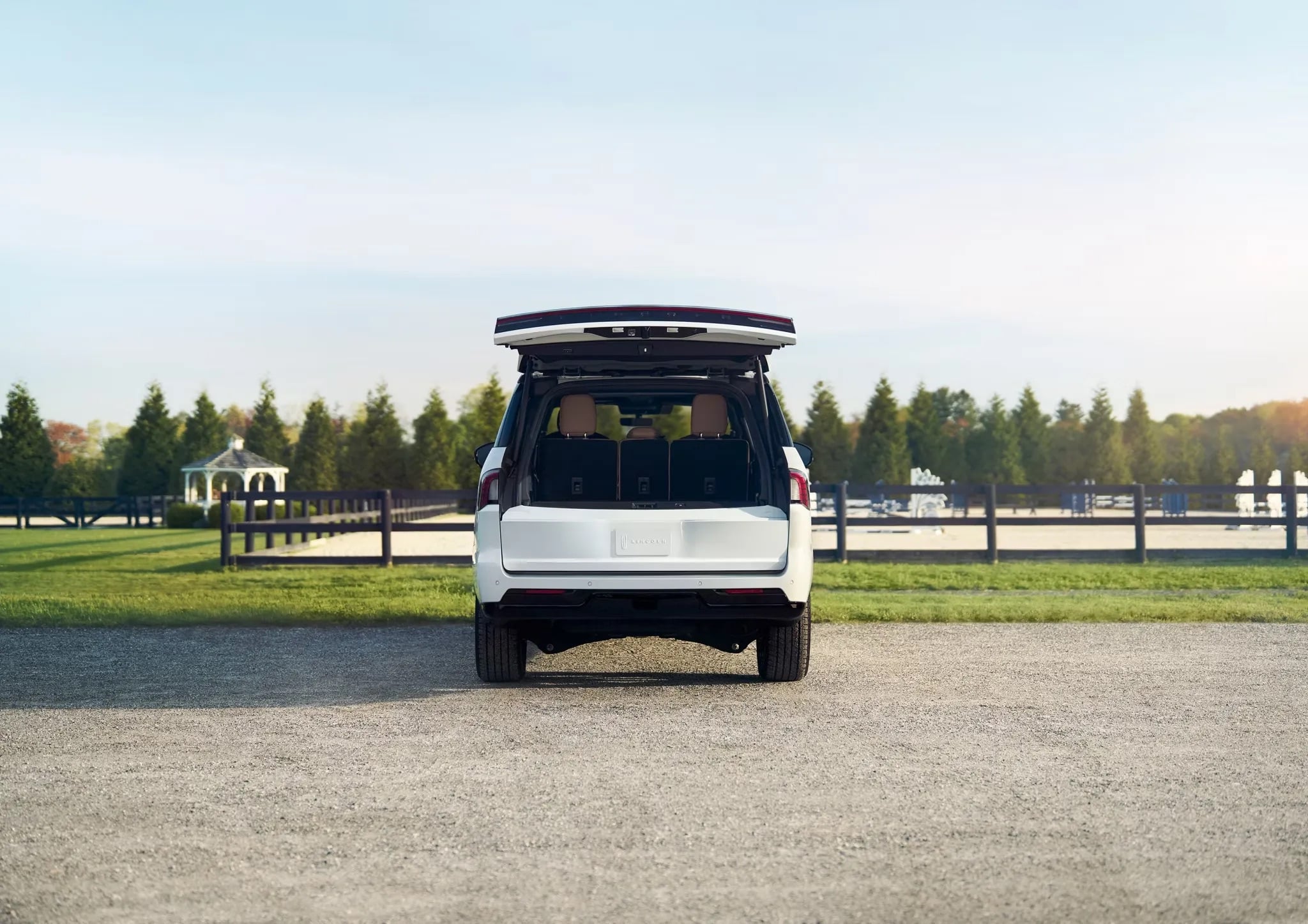 2026 Lincoln Navigator rear cargo area with tailgate open luxury SUV storage space