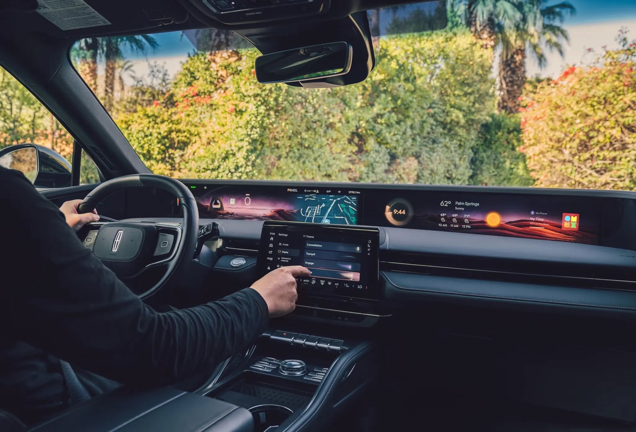 2026 Lincoln Navigator driver cockpit with panoramic digital display and steering wheel