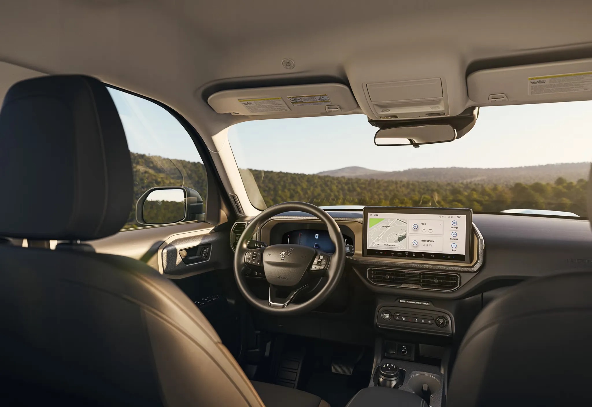 Interior view from the back seat of a 2026 Ford Bronco Sport