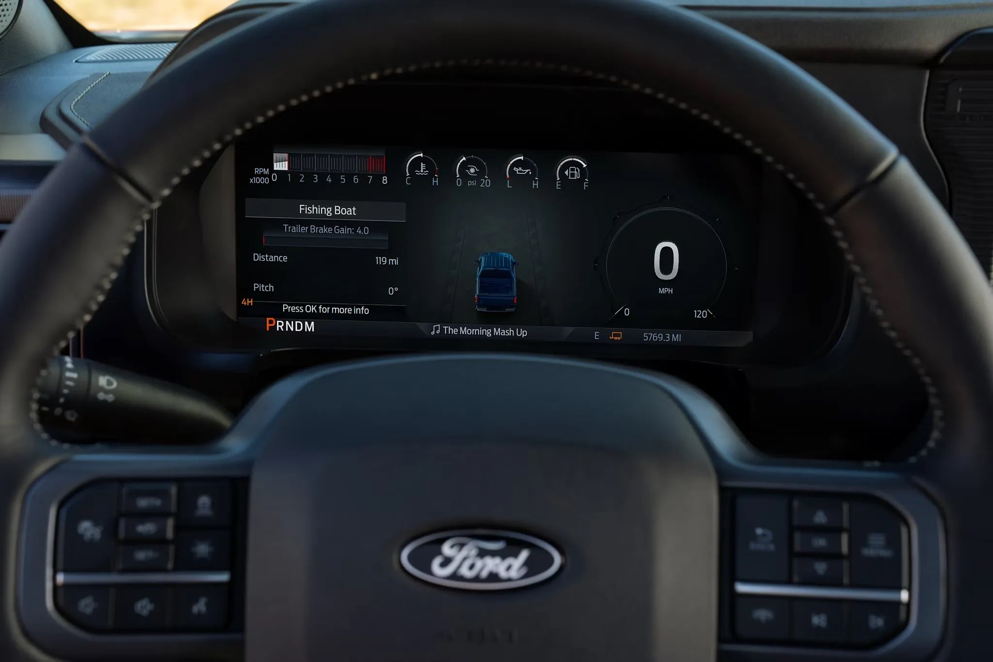 Steering wheel and instrument cluster of the 2026 Ford F-150