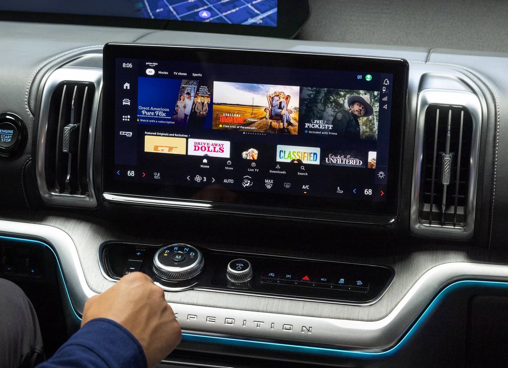 2026 Ford Expedition infotainment system displaying touchscreen controls, navigation, and media options.