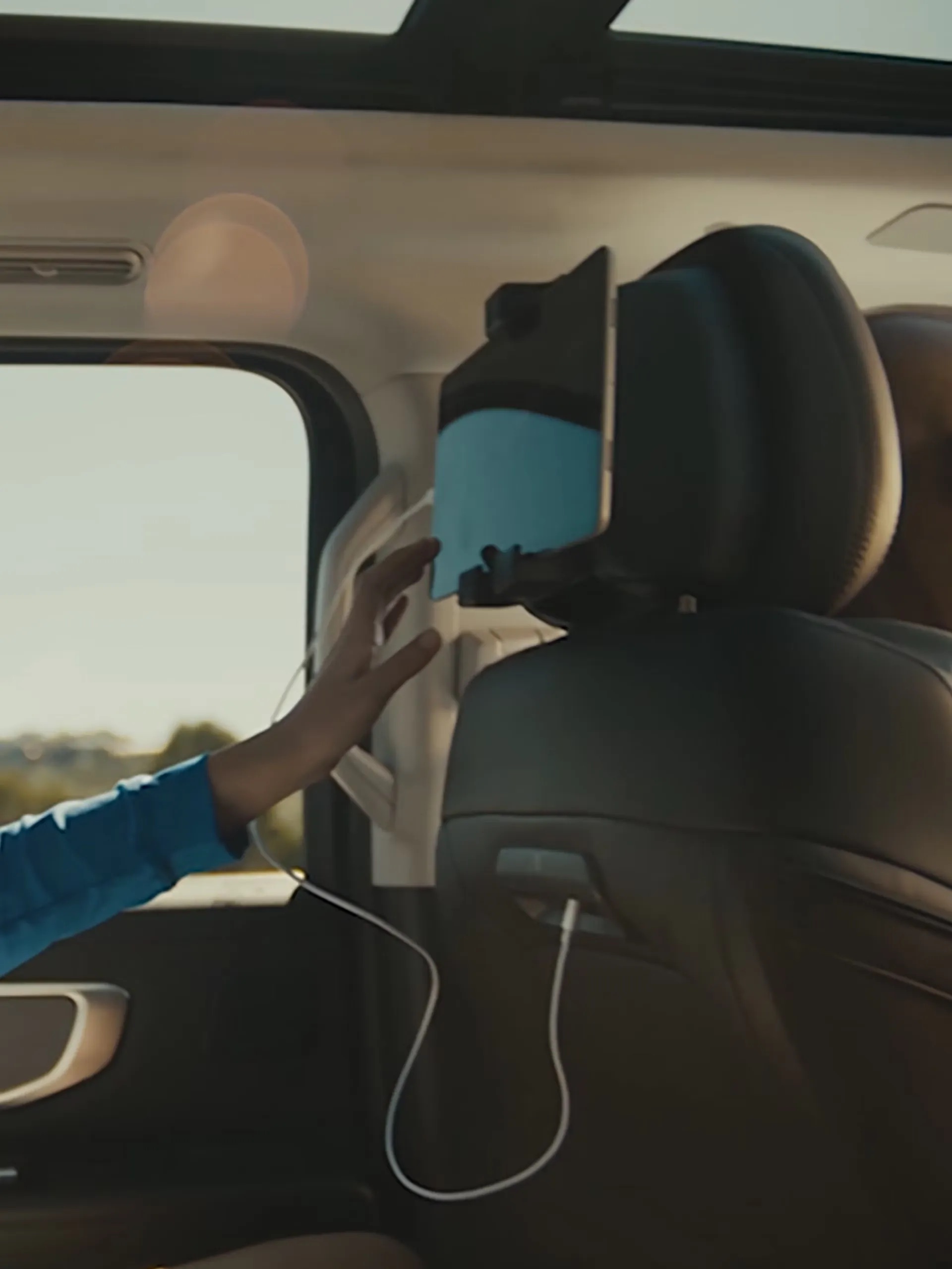 2026 Ford Expedition rear-seat entertainment system with screens mounted on the back of the front seats, providing media and entertainment for passengers.
