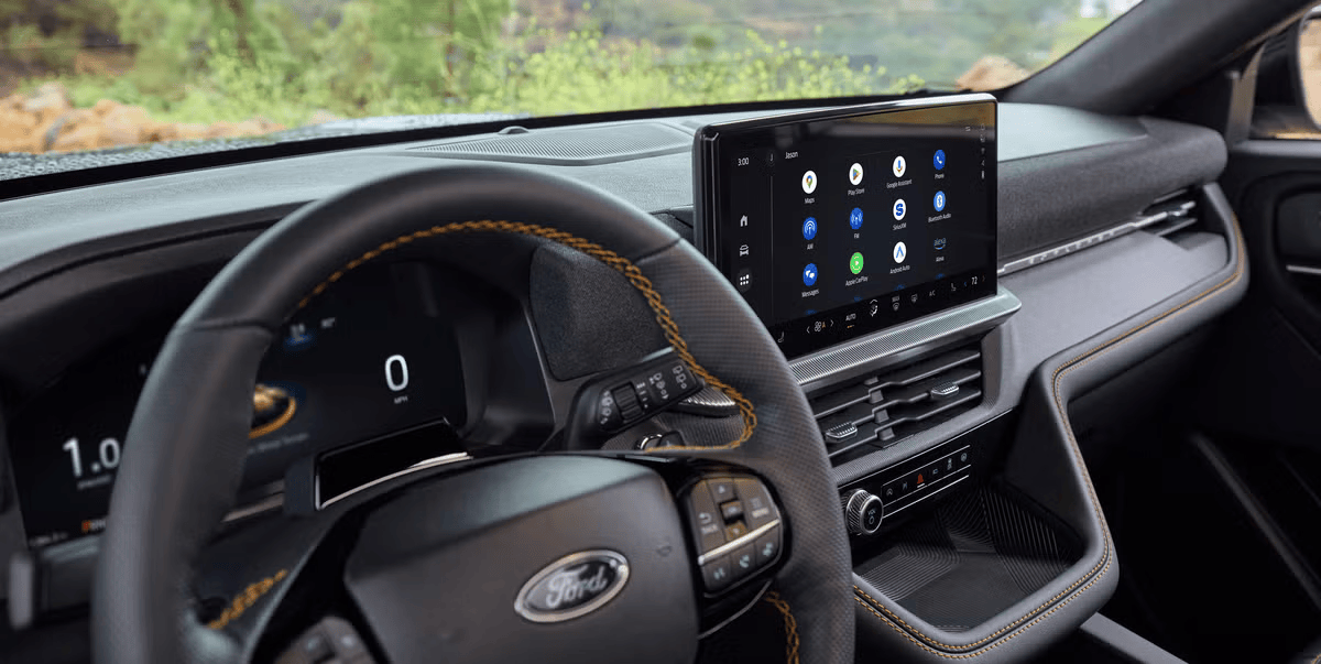 Ford SUV cabin featuring connected technology and premium finishes at Waterloo Ford.