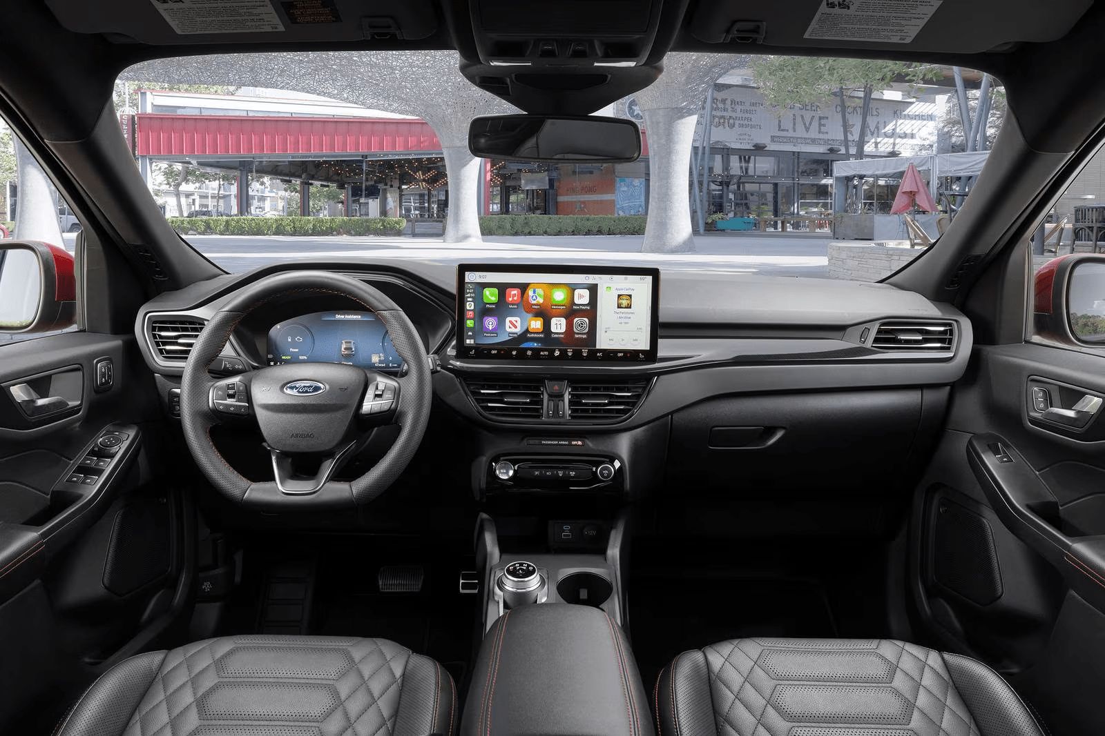 Modern interior of the Ford Escape with smart tech and comfortable design.