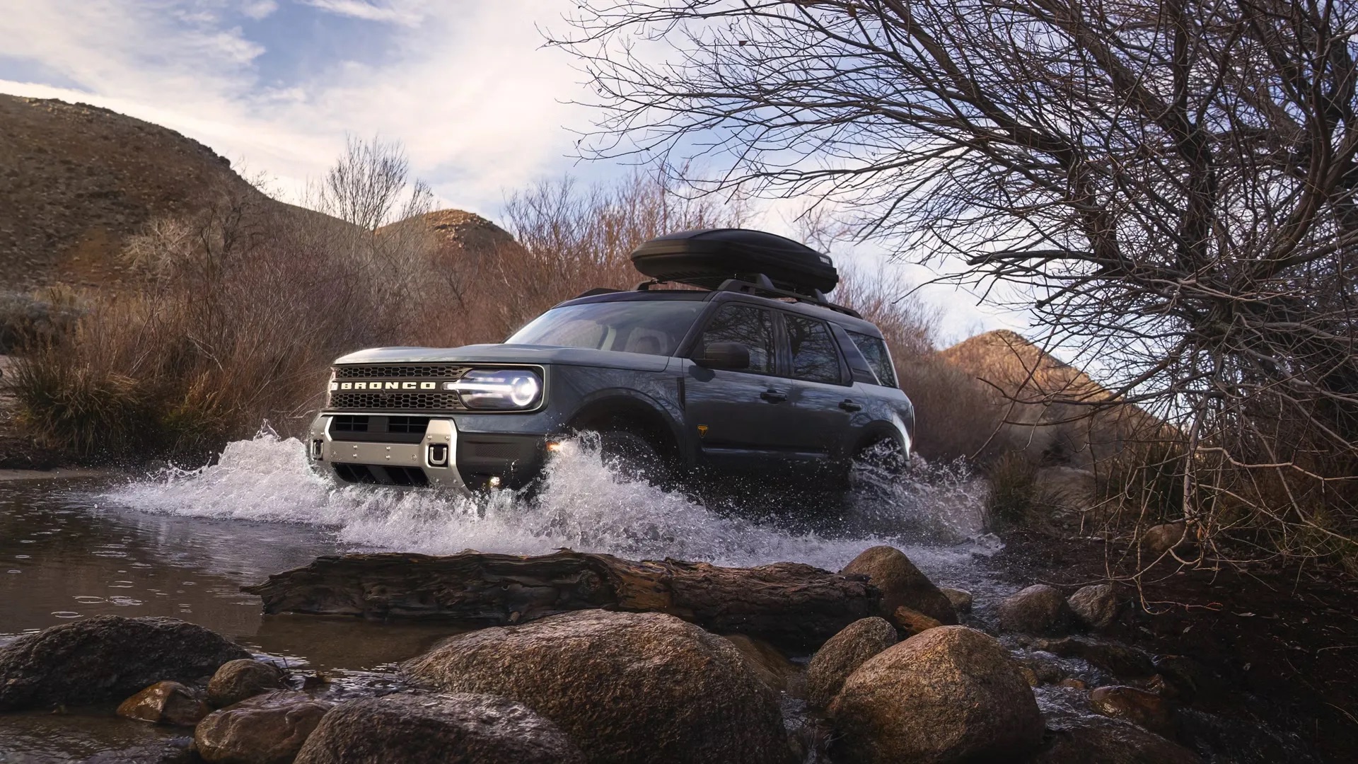 2026 Ford Bronco Sport driving over rocky terrain
