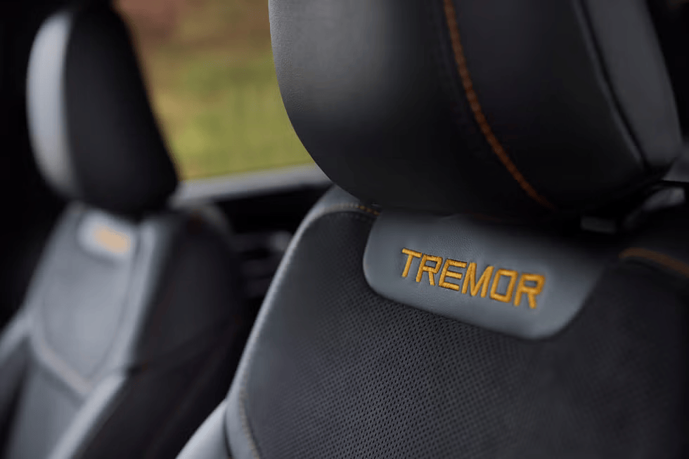 Detailed Tremor seat design highlighting premium materials at Mid-Town Ford.