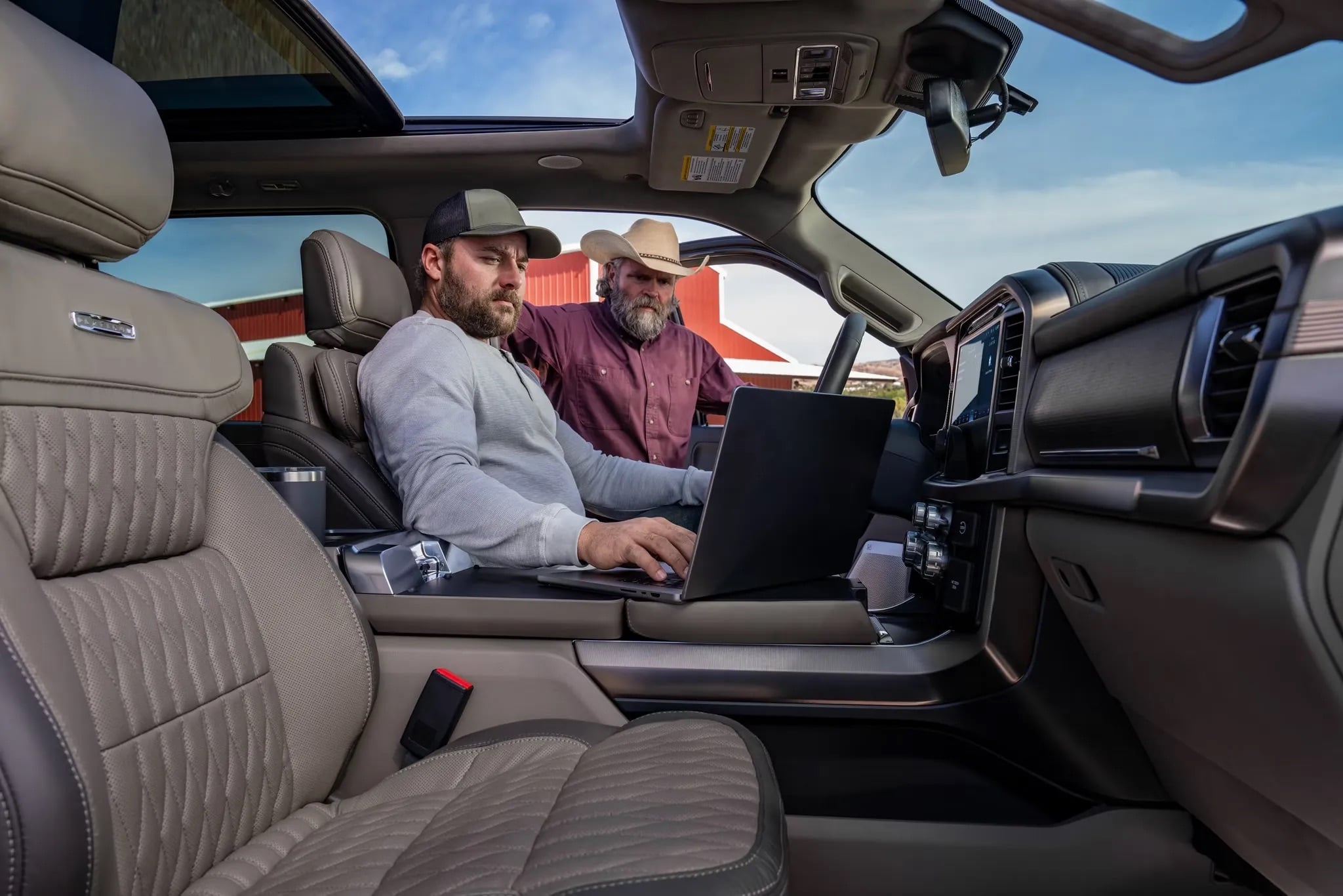 Interior of the 2026 Ford F-150 with passengers seated comfortably