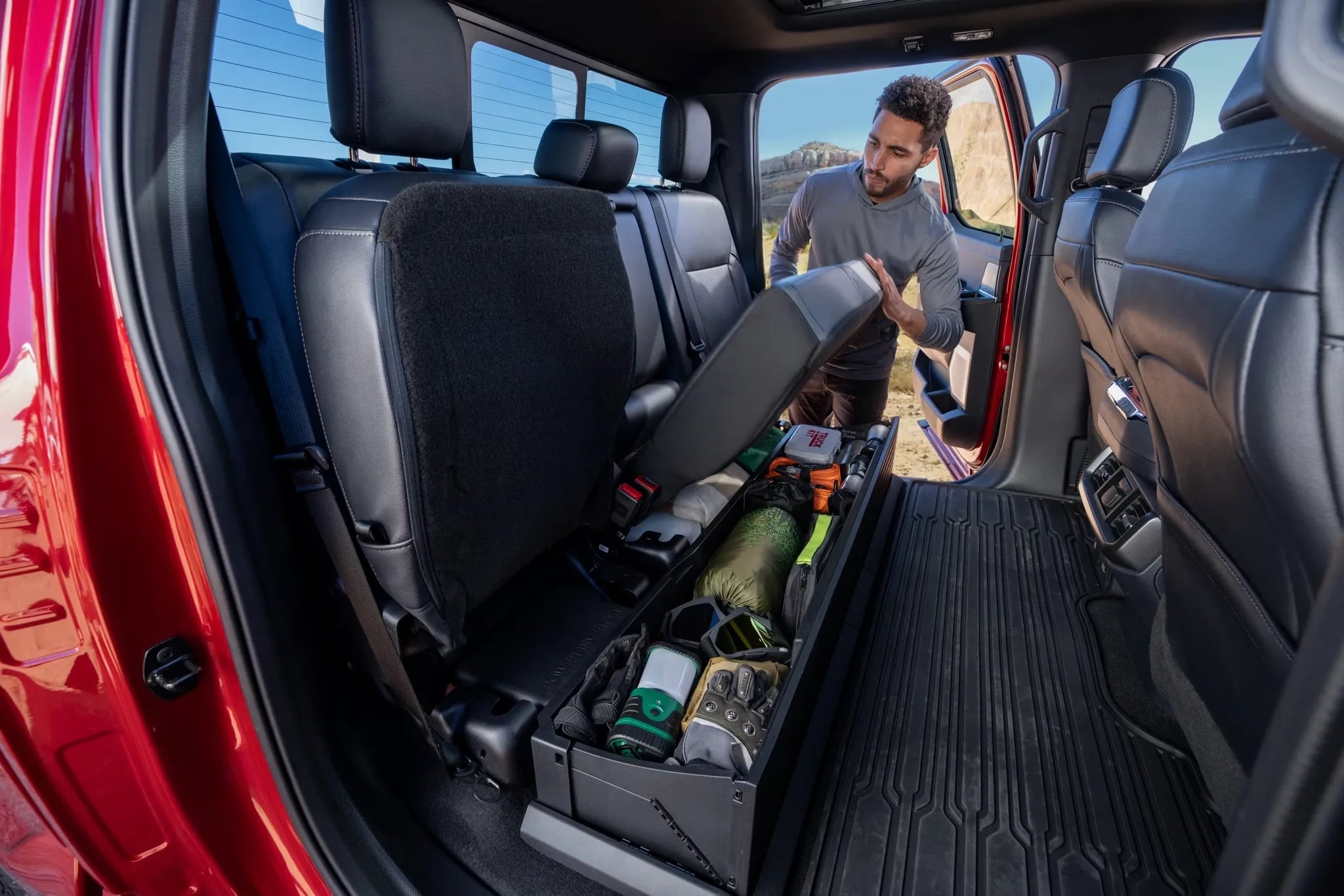 Rear seat area of the 2026 Ford F-150 showing interior space