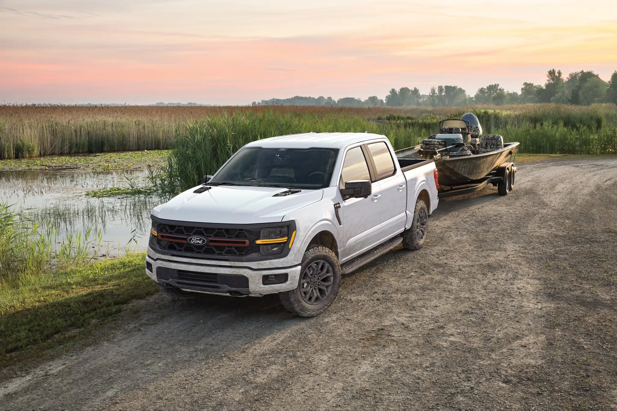 White 2026 Ford F-150 parked on a gravel road