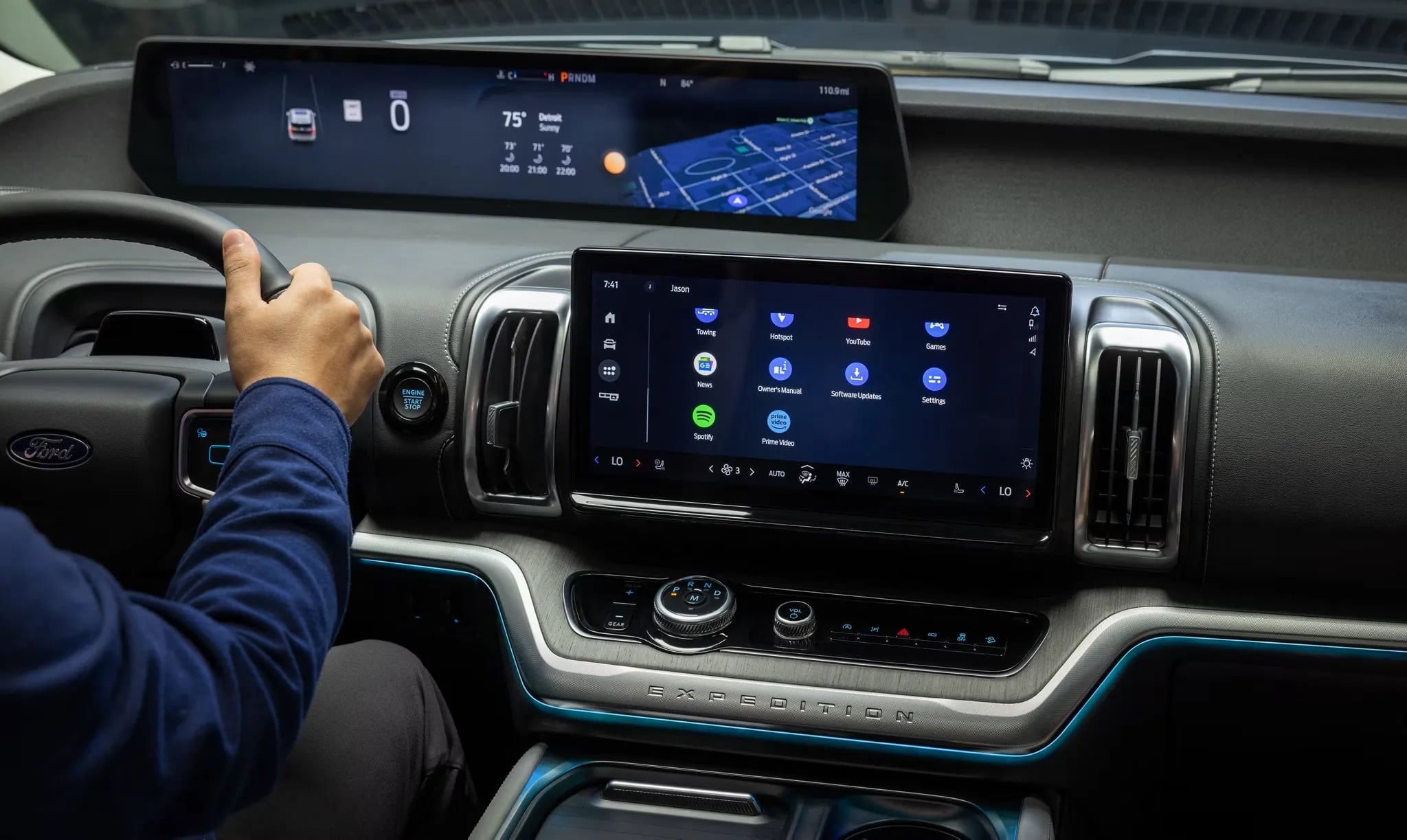 2026 Ford Expedition driver using infotainment touchscreen system