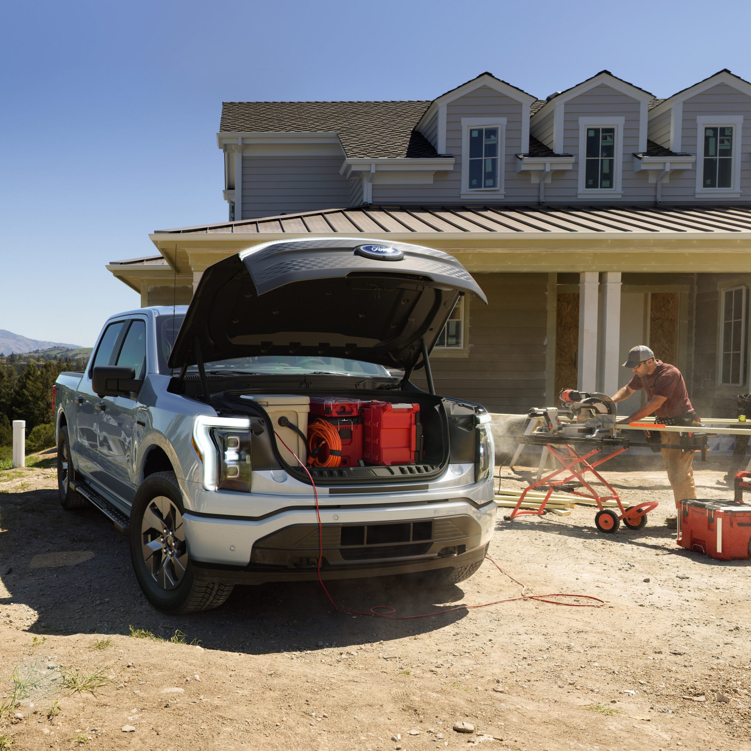 Electric Pick up truck F-150 under the hood