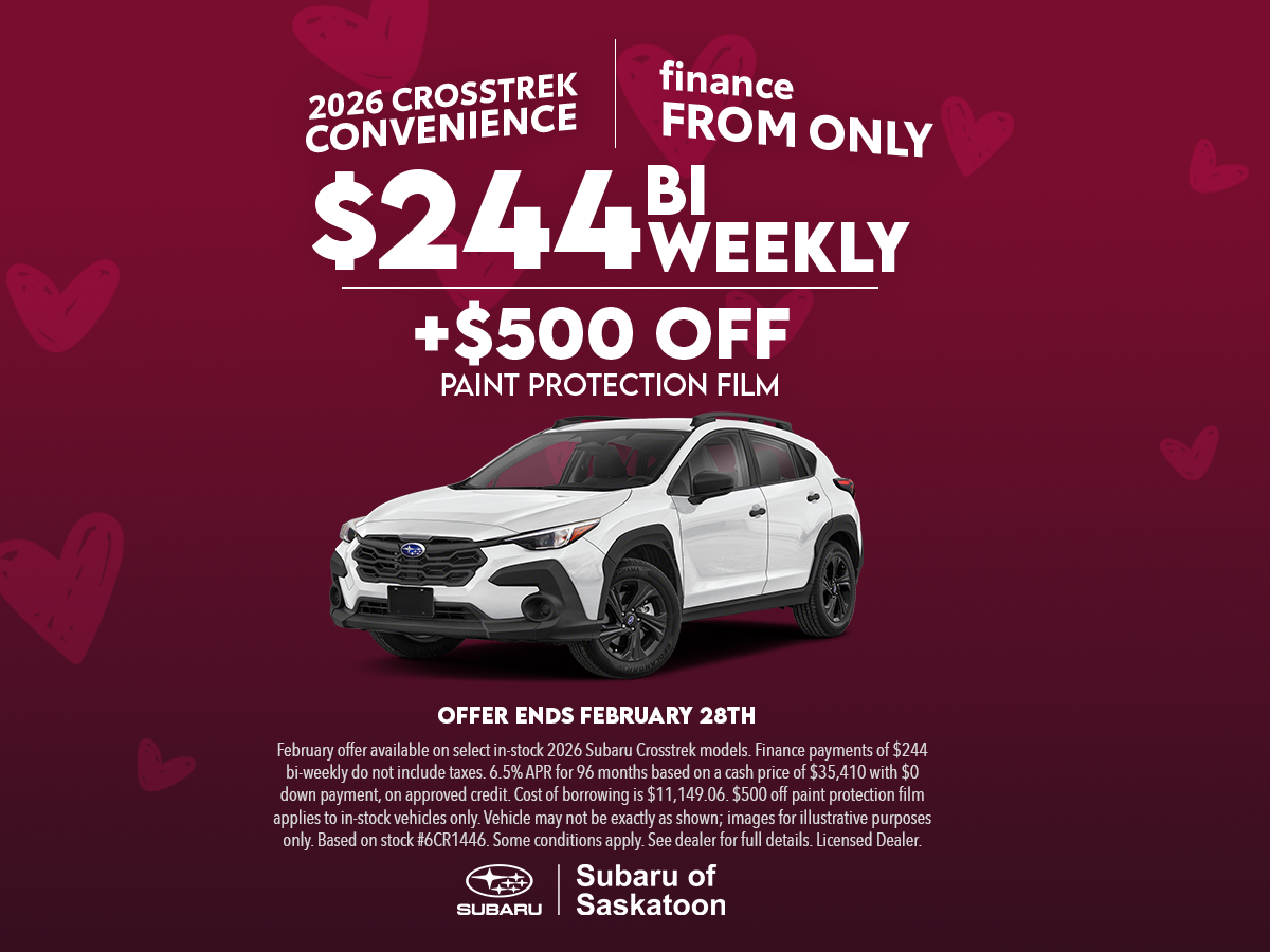 2026 Subaru Crosstrek Convenience promotion at Subaru of Saskatoon