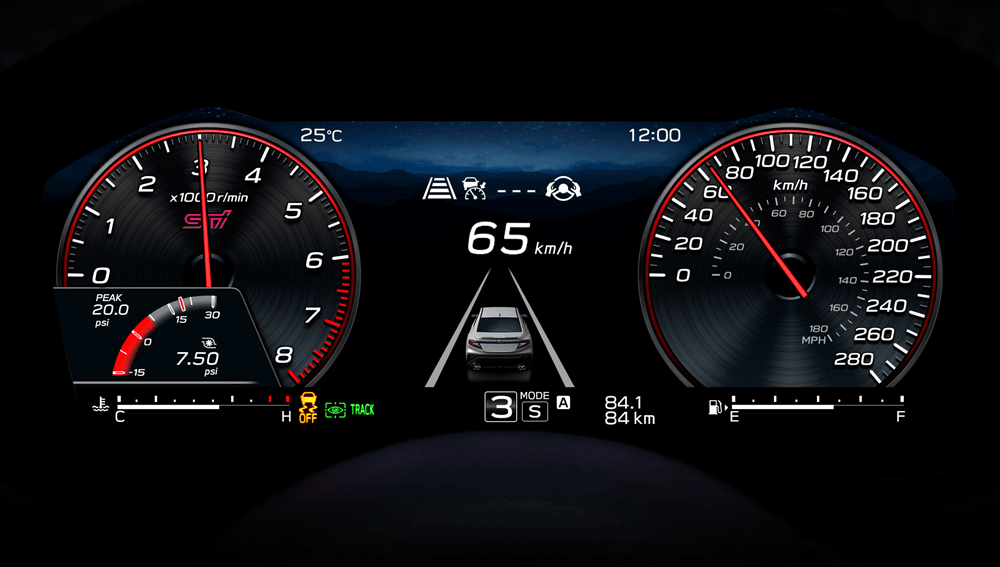 2026 Subaru WRX digital spedometer & HUD