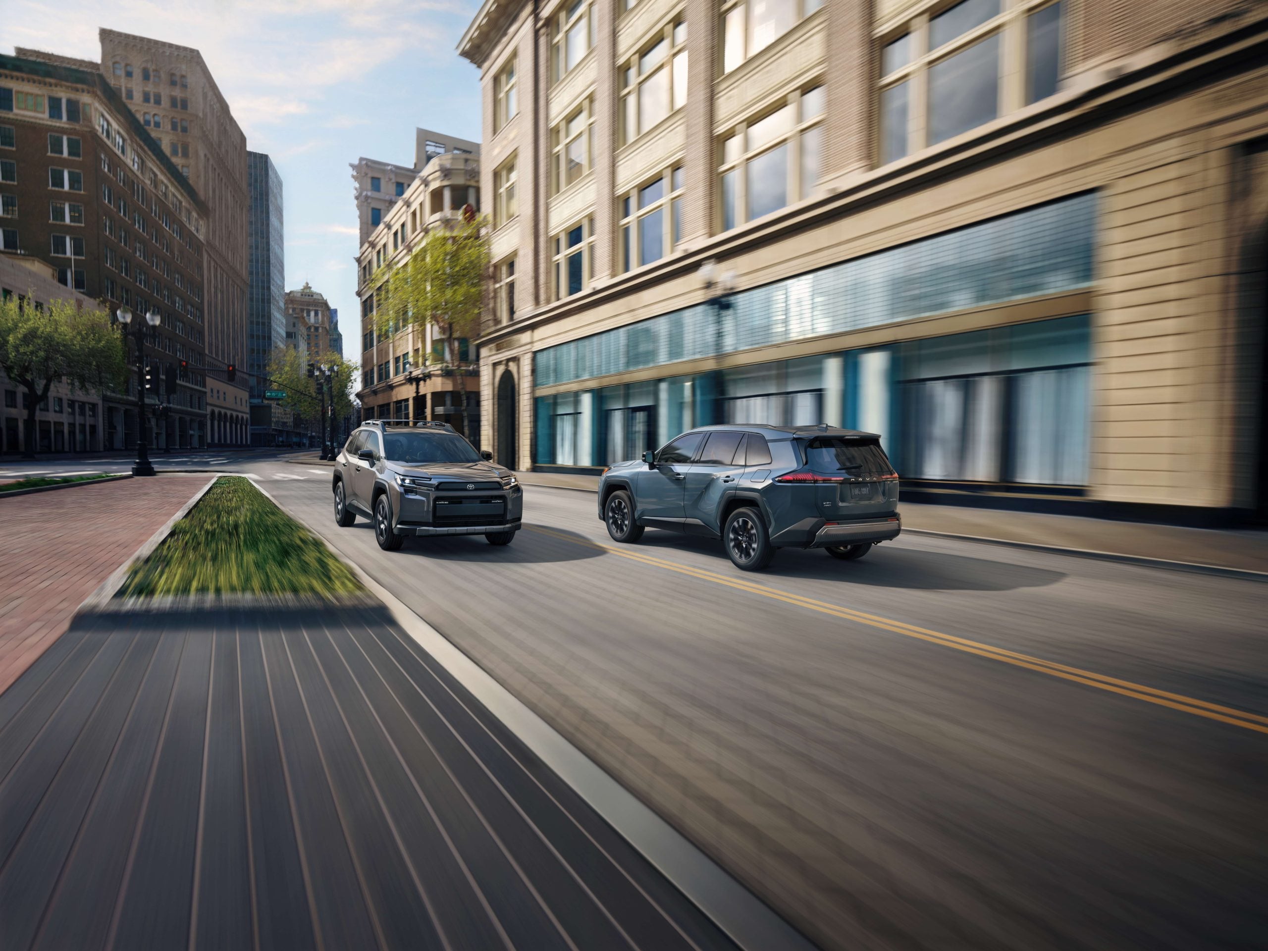 RAV4 Limited in Storm Cloud and RAV4 Woodland in Urban Rock