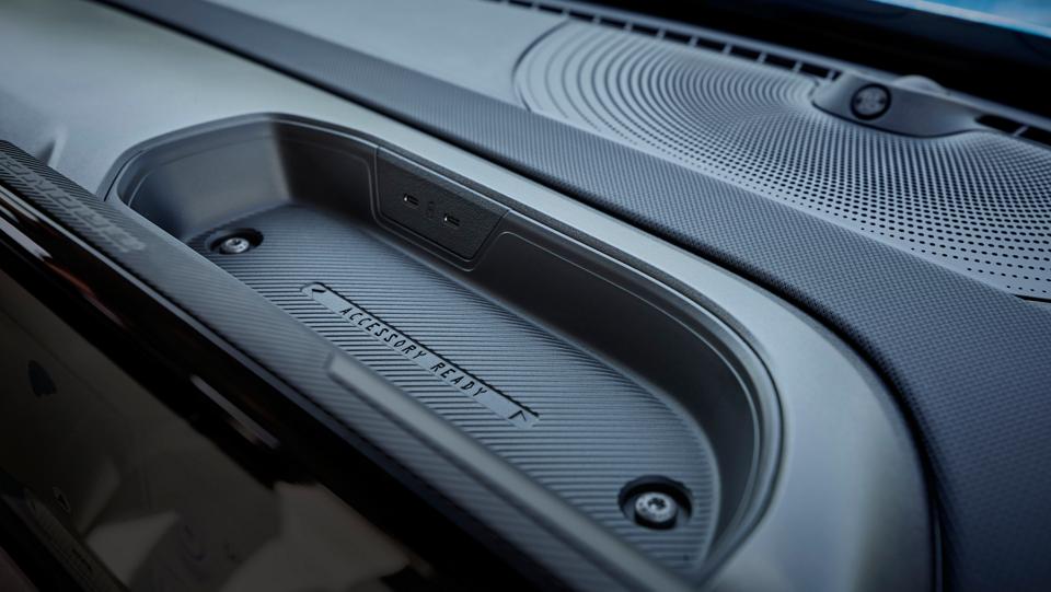 Close-up of interior trim and storage detail in the 2026 Ford Bronco Sport