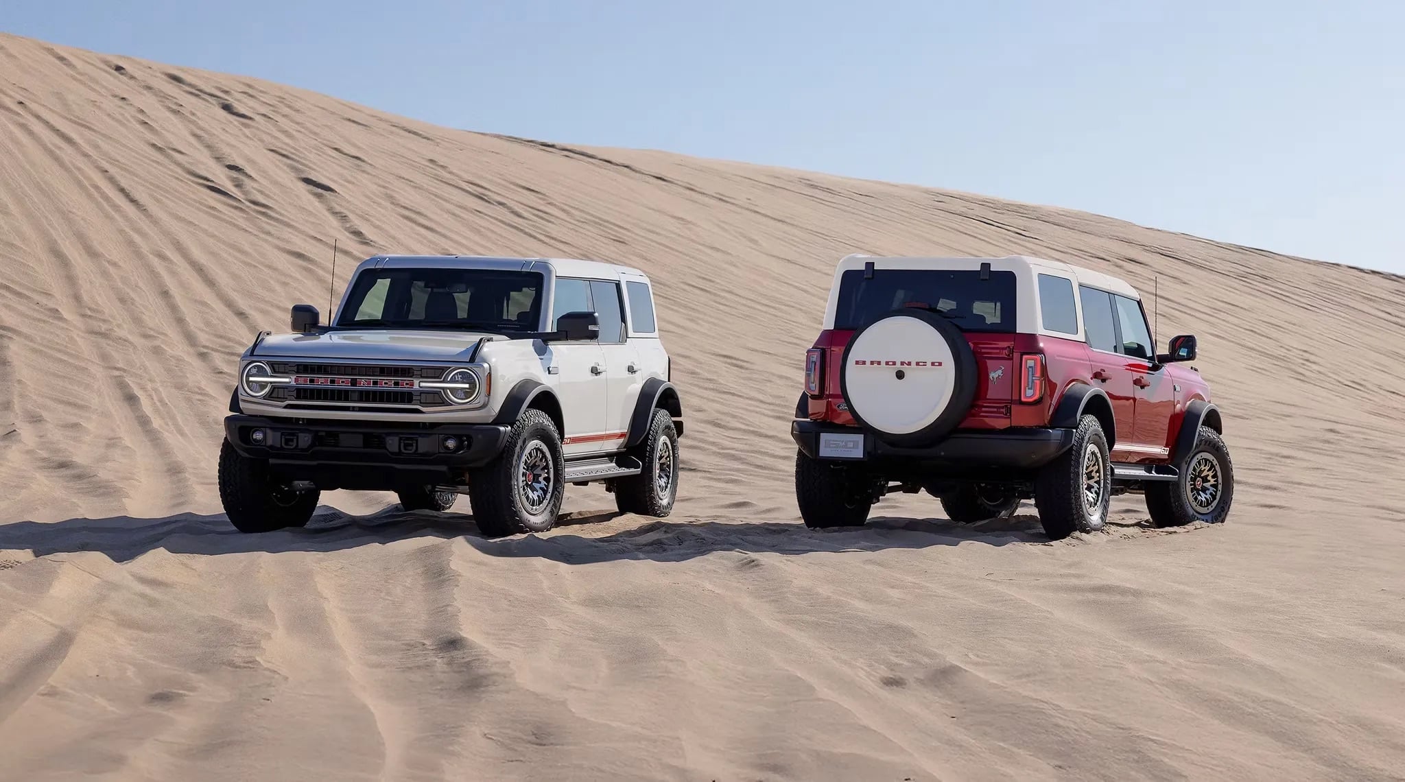 2026 Ford Bronco towing trailer in desert landscape off road capability