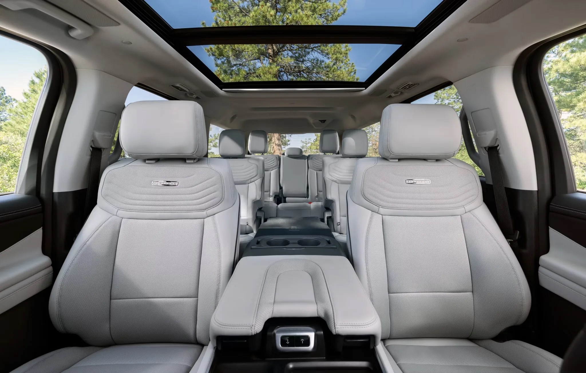2026 Ford Expedition panoramic sunroof and rear seating interior view