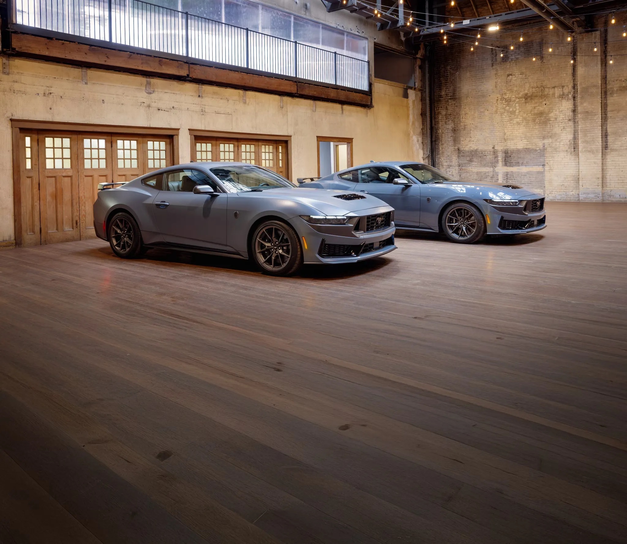 2026 Ford Mustang parked in modern garage with performance styling