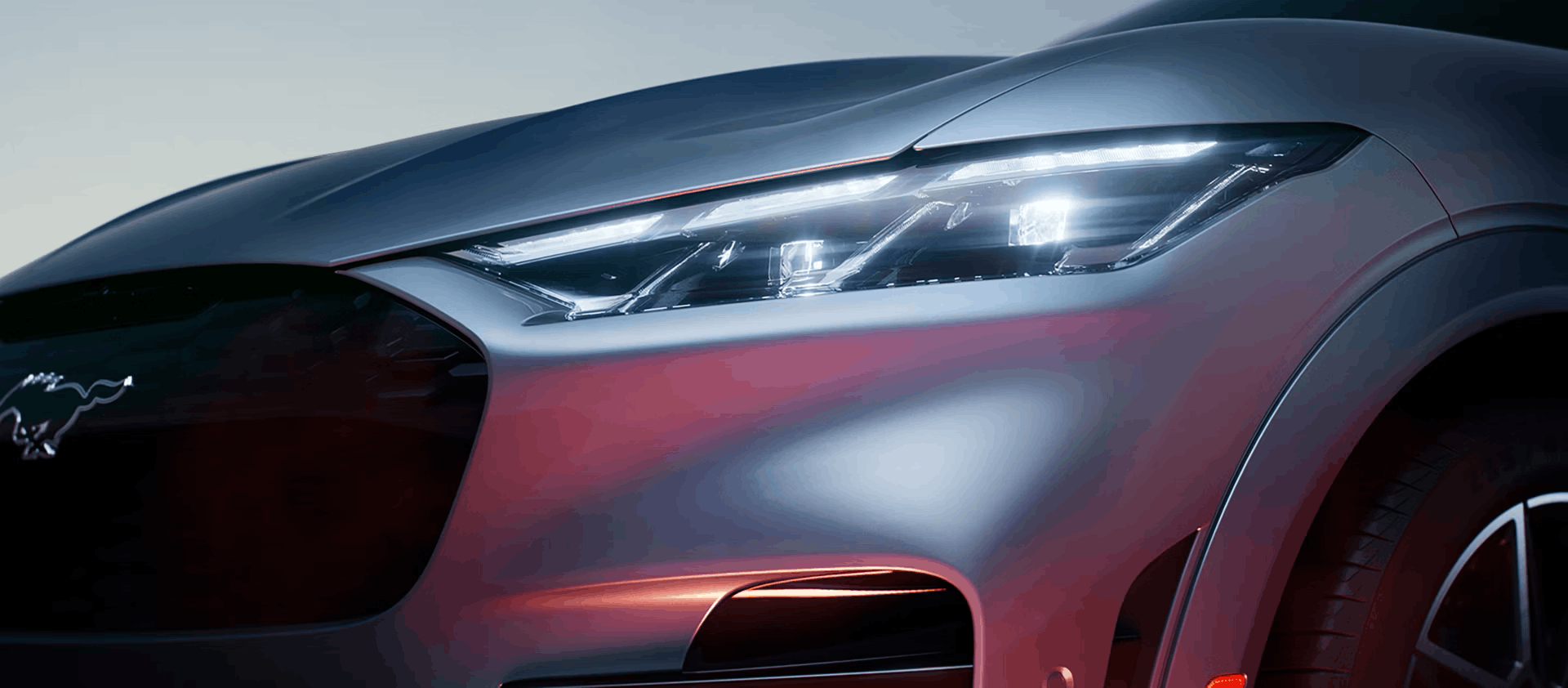 2026 Ford Mustang Mach-E headlight and front fascia close up design detail