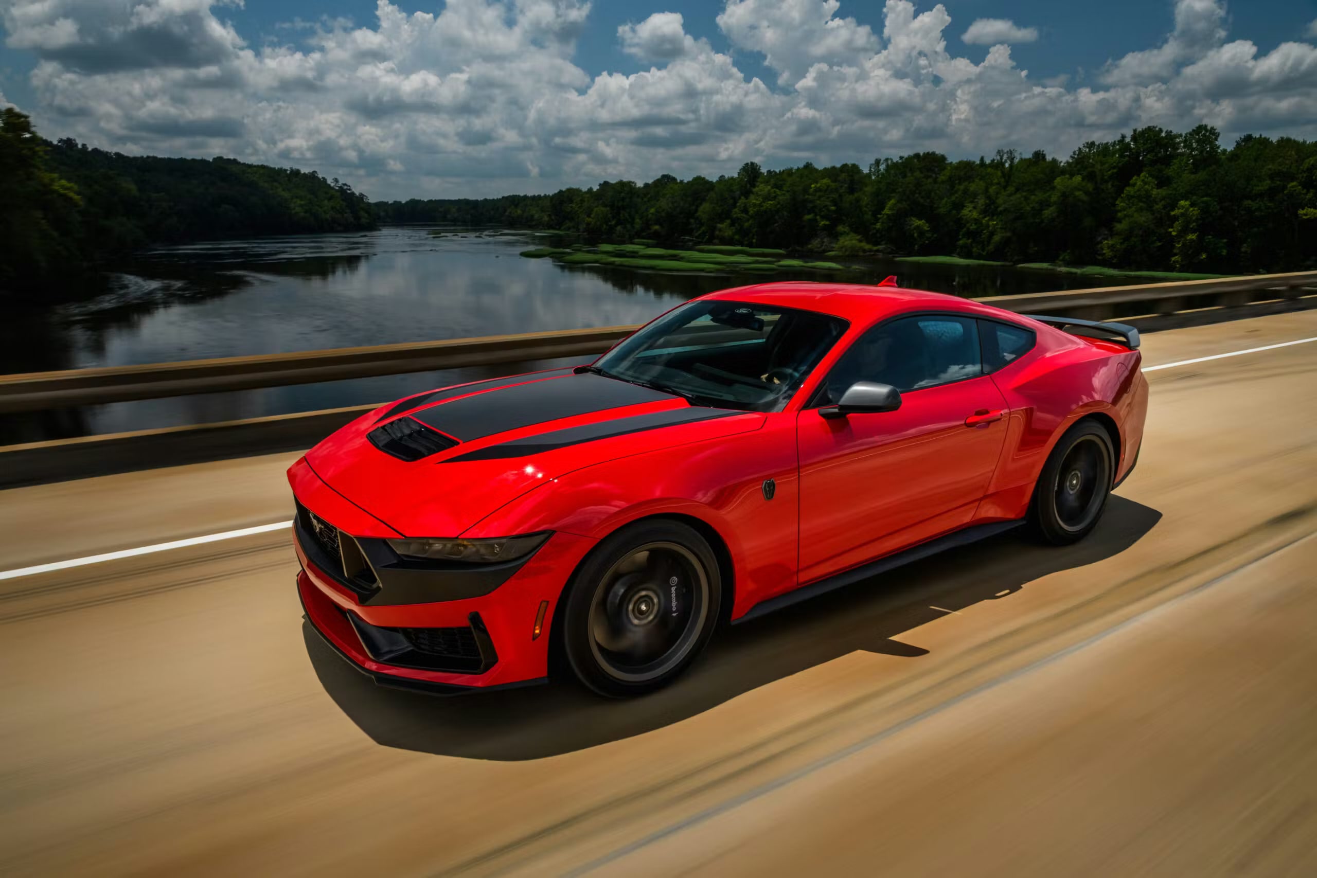 2026 Ford Mustang red black road